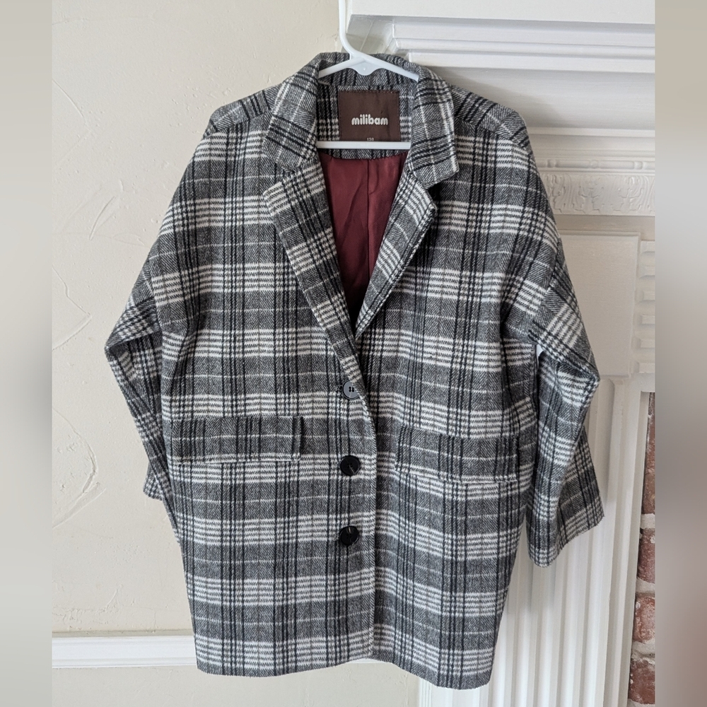 Milibam | Black and White Plaid Blazer